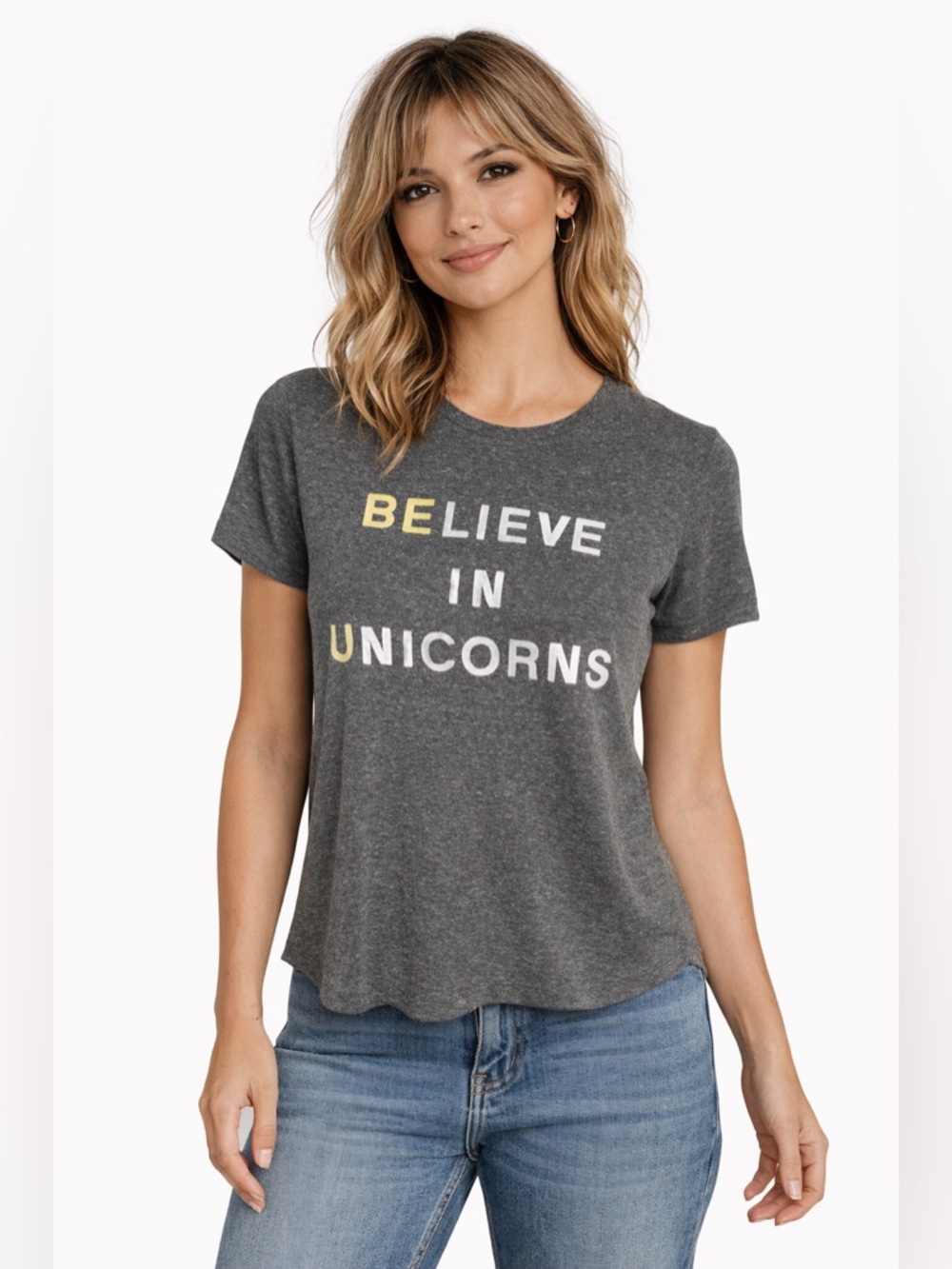 Be U Believe in Unicorns Graphic T Shirt Small Petite Bethany Mota Cute Tee